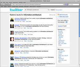 Twitter's own real-time search lists all visitors talking about a specific subject matter