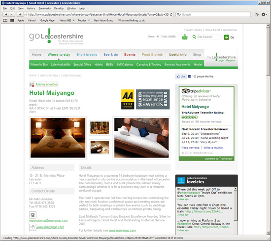 Tripadvisor, facebook and twitter on DMS pages