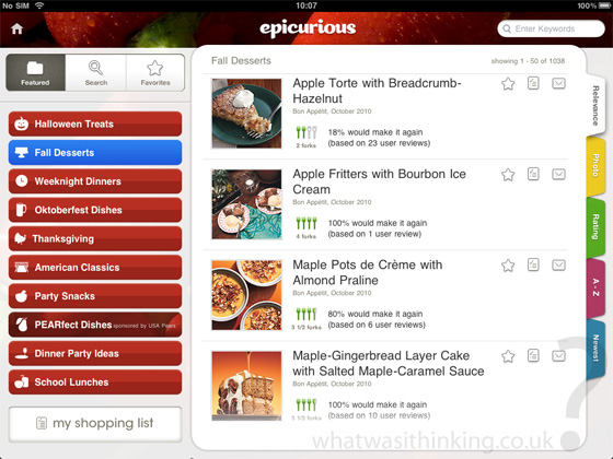 Epicurious screenshot