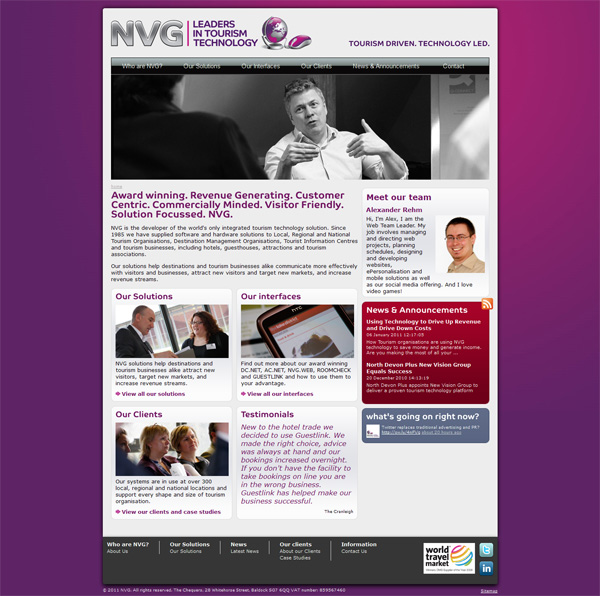 screenshot of the nvg website