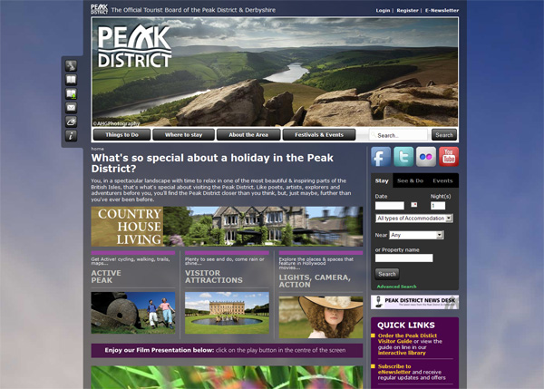 Visit Peak District website screenshot