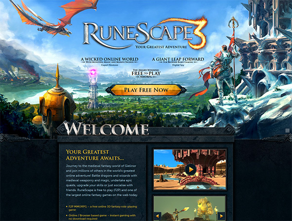 runescape 3 homepage screenshot